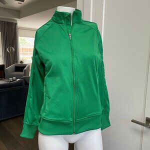 Levelwear Full Zip Hi Collar Athletic Poly Jacket w Ribbed Cuff + Hem Green Sz S